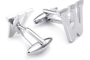 HONEY BEAR Gemelli Uomo con iniziali Argento Lettera Iniziale,Acciaio Inossidabile per Camicia Matrimonio