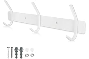 Qiannhee Heavy Duty Coat Rack Wall Mounted Coat Hooks White Wall Coat Rack 30CM up to 30KG with 3 Hooks Rustproof SUS304 Stainless Steel Clothes Rack Screw in for Bedroom Kitchen Bathroom Hallway
