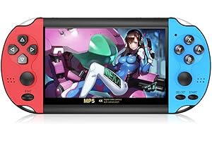 HLF 4.3 Pouces Double Console de Jeu vidéo Couleur Joystick 3000 Jeux intégrés supportent Arcade et Autres 10 simulateurs vidéo Musique AV Out Batterie au Lithium Rechargeable (Bleu-Rouge)