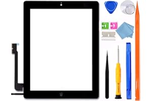 JPUNG Digitalizador para iPad 4 Pantalla táctil 9.7 Plg A1458 A1459 A1460, con botón de inicio, kit de reparación completo