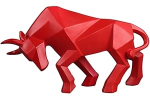VUIUYOIES Statua autentica per la decorazione e dell'ufficio Decorazione altamente dettagliata e realistica Resina Animale Toro Design autentico, Corrida - rosso, 35 * 12 * 19 cm