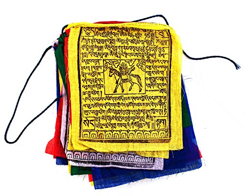 Yakeba | Tibetische Gebetsfahne – 5,00 Meter | 20 Fähnchen (je 21x25cm) | 100% Baumwolle | traditioneller Holzmodeldruck - 2