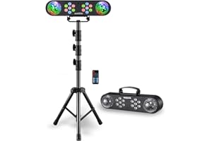 WorldLite Party Bar Light Set with Rotating Magic Ball and RGB Led Par Light, Portable Tripod DJ Stage Lighting System for Disco, Gig, Wedding, Halloween and Christmas