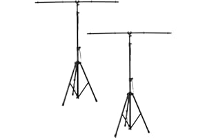 beamz Lightweight T-Bar Lighting Stand Pair - Adjustable DJ Light Stands for Professional Stage Lighting, Portable and Stable with Easy Setup - Ideal for Parties, Events, and Gigs