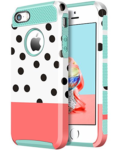Funda iPhone SE  Funda iPhone 5S  Funda iPhone 5  BENTOBEN iPhone Case Ultra Delgada C  scara Cover Case Dura Flexible TPU   PC Doble Capa Antigolpes Forma Punto Protecci  n 360 Grados para Apple iPhone SE 5 5S 5  Azul y Naranja