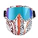 Produktbild Motorradhelm Schutzbrille Brille Mit Abnehmbarer Maske, Abnehmbare Anti-Fog Warme Brille Mundfilter Einstellbare Anti-Rutsch-GüRtel Retro Harley Combat Motocross,Multicolored,QR