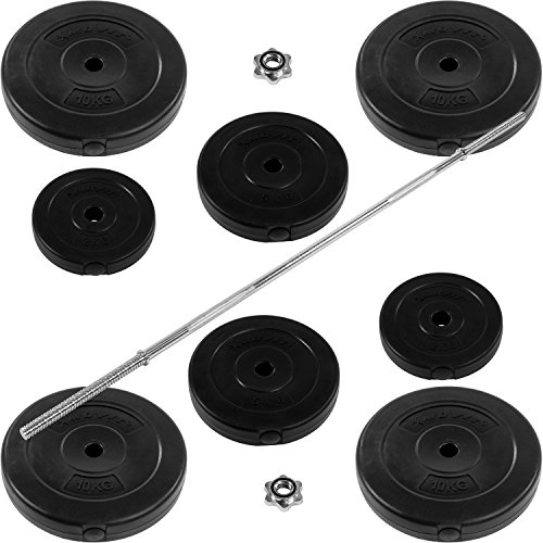 MOVIT® Langhantel Set 60,5 kg, Stange verchromt und gerendelt mit Sternverschlüssen, inkl. 8 Hantelscheiben, Hantelset Langhantelstange Gewichte Gewichtsscheiben Hantelscheiben - 3