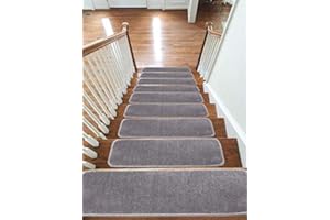 emmahome Carpet Stair Treads NON-SLIP MACHINE WASHABLE Mats/Rugs, 22x67cm, 11mm Thickness (Grey, 13)