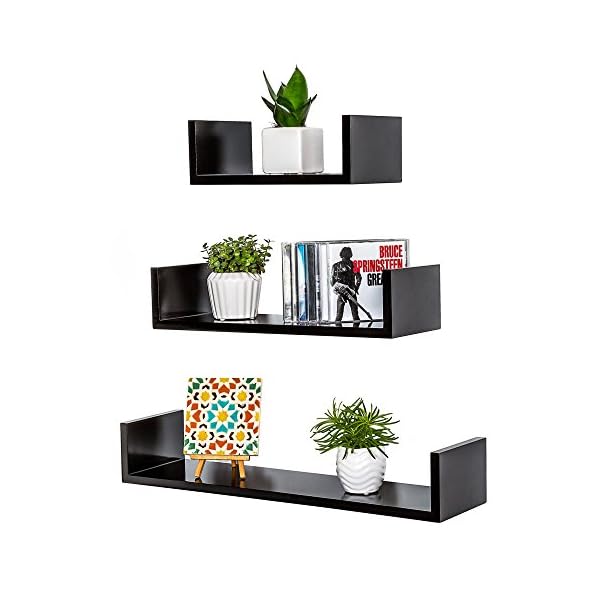 TecTake Set of 3 wall mounted shelves schelf units CD book storage lounge display - different colours - - Image 3