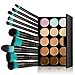 Imported 15-Colors Concealer Palette + 10Pcs Eyebrow Power Makeup Brush Black blue RS.620.00