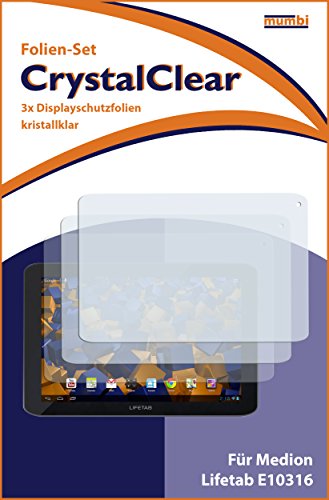 3 x mumbi Schutzfolie Medion Lifetab E10316 MD98516 Folie Displayschutzfolie - 3