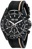 So &Co Monticello Men'New York Herren Quarzuhr mit schwarzem Zifferblatt Analog-Anzeige und schwarzem Kautschukband 5010R.3