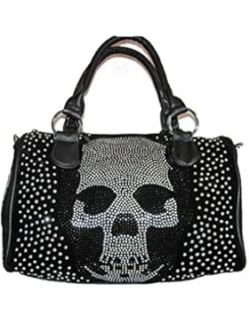 Handtasche mit Strass Totenkopf Schultertasche Damen Tasche Skull mit Strasssteine
