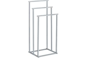 Wenko 17107100 Towel Stand Quadro Clothes Stand, 3 Bars, Metal Steel, 38 x 84.5 x 32.5 cm, Chrome
