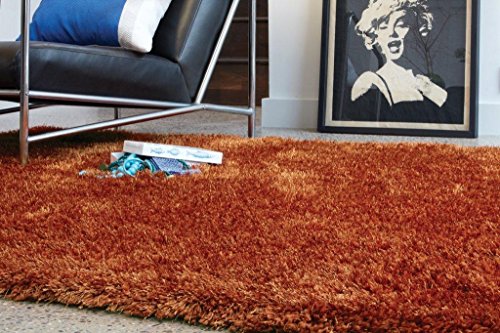 Kadimadesign Teppich Wohnzimmer Carpet hochflor Design Diva Shaggy Rug 100% Polyester 100x150 cm Rechteckig Orange | Teppiche günstig online kaufen