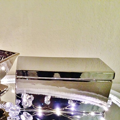 Keramik Aufbewahrungsbox Box Silber Deko Kasten Schmuckkasten mit Deckel - 2