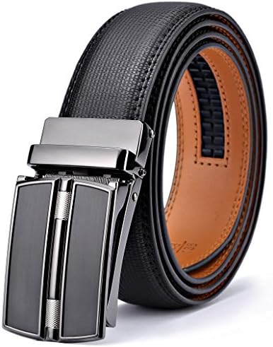 Belt for Men,Alderman Men's Click Ratchet Belt Of Genuine Leather,Wide 1 1/8" Trim to Fit