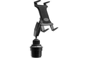 ARKON Mounts Car Cup Holder Tablet Mount | 360-degree Swivel Tablet Holder | All-Weather Composite Construction | Adjustable Grip for Customized Fit | Compatible with iPad, Galaxy, Pixel and More