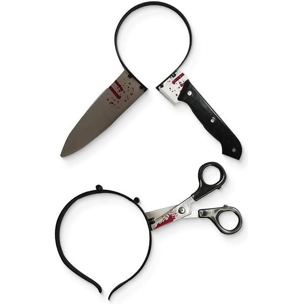 Diademas De Armas De Halloween Para Disfraz - Incluye 2 Diademas (cuchillo Y Hacha) Y 5 Tatuajes De Cicatriz Realistas