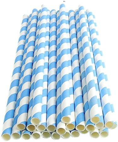 INFINTY UK QUALITY 25 PACK PAPER DRINKING STRAWS BIODEGRADABLE ORDER BEFORE 2PM SAME DAY DISPATCH UK FAST DELIVERY (LIGHT BLUE STRIPE)