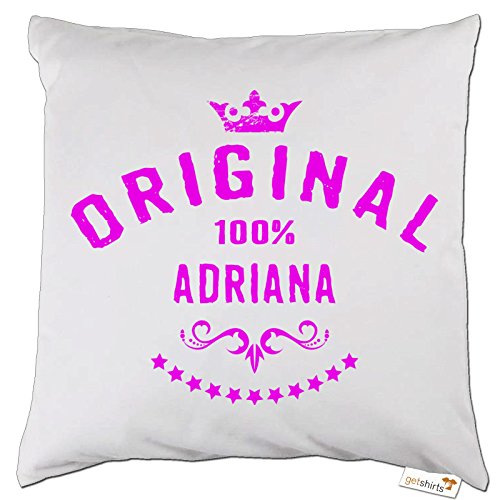 getshirts - RAHMENLOS® Geschenke - Kissen - Namenstag - Frauen Vorname 100 Prozent Adriana - weiss uni