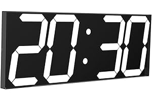 CHKOSDA Reloj LED Digital de Pared Grande con Pantalla LED de 18 Pulgadas, Cuenta atrás con 8 Niveles de Brillo Ajustables, indicador de 12/24 Horas, indicador de Temperatura y Calendario (Blanco)
