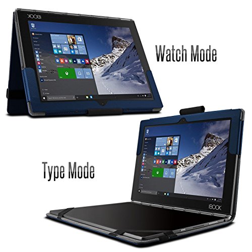 Lenovo Yoga Book Hülle Case, Infiland Slim Fit Folio PU-lederne dünne Kunstleder Schutzhülle Cover Tasche für Lenovo Yoga Book 25,65cm (10,1 Zoll Full HD) 2-in-1 Tablet PC(mit Auto Schlaf / Wach Funktion, Tablet und Tastatur sind nicht entgehaltet)(Dunkleblau) - 5