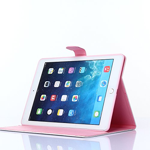 iPad Air 2 Hülle, iPad 6 Hülle,Ukayfe iPad Hülle Schutzhülle Etui Tasche für Apple iPad Air 2/iPad 6 Smart Case Ledertasche Schutzhülle Hüllen Tasche Leder Hülle Ultra Slim Lederhülle Flip Case Etui mit Standfunktion für iPad Air 2/iPad 6 mit 1x Schwarz Eingabestift (iPad Air 2/iPad 6:Rosa Niedlich Eule Muster) - 5