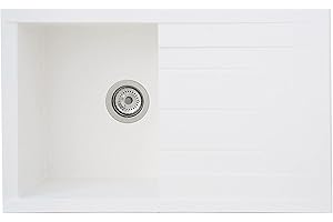 Respekta Houston Mineralitespüle in Weiß / 1 Becken Einbauspüle in 80 x 50 cm/Spülbecken geeignet für Unterschränke ab 50 cm Breite