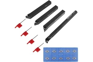 KEYOHOME Kit D'outils De Tournage De 12 MM, Outil De Tour En MÉTal Multifonctionnel, Outil D'alÉSage De Tour À Lame En Alliage Dur 10, Outil D'alÉSage En MÉTal Pour 4 Types D'outils De Coupe
