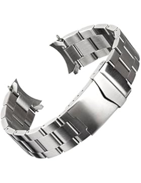 Gebürstetes Edelstahl Uhrenarmband von Geckota® - Oyster Silber 20mm + 22mm, verschiedene Enden