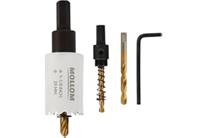 MOLLOM (29mm | 1-1/8") Seghe a tazza bimetallica HSS M42 con 8% di cobalto, 2 punte di trapano e un'asta, taglio uniforme per PVC, cartongesso, legno, plastica, pannello di gesso, gomma