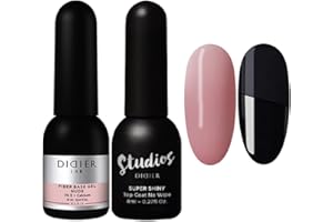 ‎DIDIER LAB Didier Lab - Base Coat Top Coat UV - Fiberglas Gel Base Nude mit Vitaminen - No Wipe Top Coat Gel UV Super Shiny - LED UV Nagellack Set - UV Gel Nagellack - Shellac Set - Stärkt Schwache Nägel