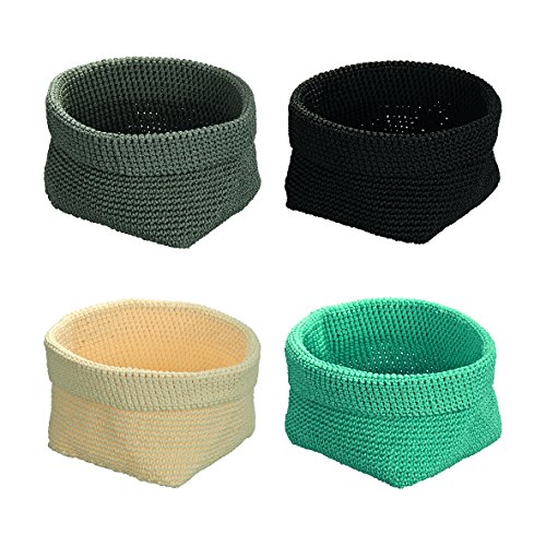 WENKO 2620100 Häkelkörbchen Malia Grau, 100 % Polypropylen, 16 x 16 x 16 cm, Grau - 3