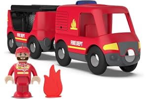 PLLYPE Elektriskt tåg för barn, brandtåg med ljus och ljud, batteridrivet elektriskt lokomotiv, kompatibel med Thomas, Brio