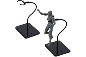 FINGERINSPIRE 2 Sets Soportes para Figuras de Acción con Huesos de Serpiente Ajustables 93x73x222mm Soportes Plástico Negro para Minifiguras con Base Rectangular para Modelos Figuras Acción HG RG SHF