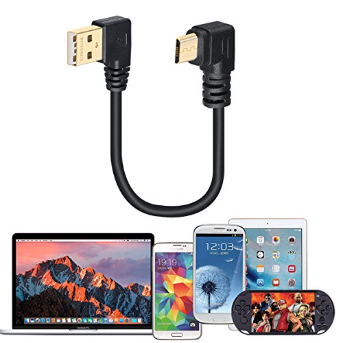 MXtechnic USB 2.0 Kabel 90° High Speed A-Stecker auf Micro-B-Winkelstecker Ladenkabel Vergoldet Rechts Winkel Datenkabel Schwarz (10 cm) - 8