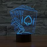 FZAI optische Täuschung 3D-Lampe Poker und Sieben, Farbe wechselnden Nachtlicht - 7