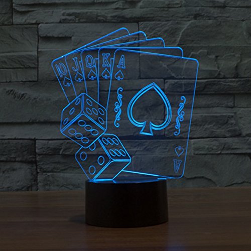 FZAI optische Täuschung 3D-Lampe Poker und Sieben, Farbe wechselnden Nachtlicht - 7
