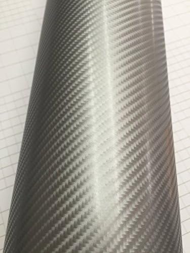 4D Glossy Silver Carbon Fiber Vinyl Wrap Gloss Sheet Air Free different Sizes (2m x 1.52m)
