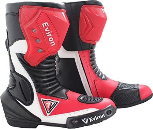 Motorbike Red & White Protective Boots- Waterproof