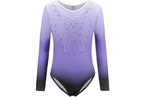 ESHOO Girls Sleeveless/Long Sleeve Gymnastics Sparkle Gradient Color Ballet Dance Leotards with Shining Diamond