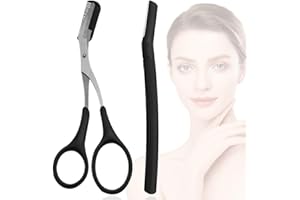 EAVUYIS Forbici e Kit di Pennelli per Sopracciglia, Forbici Per Sopracciglia Trimmer Con Pettine, Per Uomo e Donna Strumento di Bellezza, 2 Pezzi