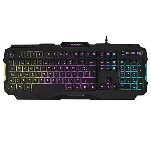 Mars Gaming MCPRGB     Pack iluminaci  n RGB de Teclado  rat  n  Auriculares y Alfombrilla Gaming  pulsaci  n optimizada  Sensor   ptico 4000 dpi  micr  fono Integrado  Alfombrilla XXL   Color Negro y Rojo