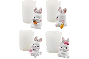 Xidmold 4 Stücke Ostern Kaninchen Silikonform 3D Osterhase Kerzenformen Seifenform Silikon Backform Ohren Hase Mousse Kuchenform für Tortendeko, Schokolade, Seife, Sojawachs Kerzen, Ostergeschenke