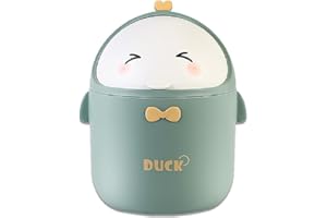 DYOUen Tisch Mülleimer mit Deckel Mini Mülleimer Netter Cartoon Mülleimer für Arbeitstische, Büros, Zuhause (grün)