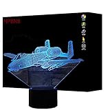 Illusion 3D Avion LED Lampe Art Déco Lampe Lumières LED Décoration Maison Enfants Meilleur Cadeau Lumière Touch Control 7 Couleurs Change USB Lampes Bureau Powered