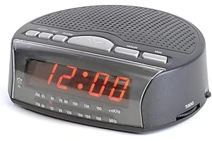 LLOYTRON "Daybreak" Alarm Clock Radio with Buzz Alarm or Radio - Snooze Function - Sleep Timer - Rotary Tuning and Volume Controls - Mains Operated - AM / FM Radio - J2006BK - Black