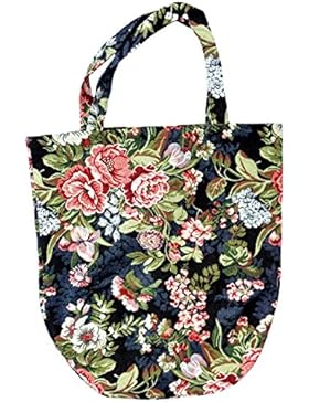 Einkaufstasche, Stofftasche Leinen 45 x 45cm, Motiv Blumen, Einkaufsbeutel Gobelin-Stil