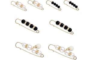 ZKGYUS 8 Stück Sicherheitsnadel Brosche Pullover Schal Clips, Damenbroschen, Strass-Brosche, Sicherheitsnadeln, künstliche Perlen-Brosche, Perlenbroschen für Damen Mädchen Kostüm Zubehör